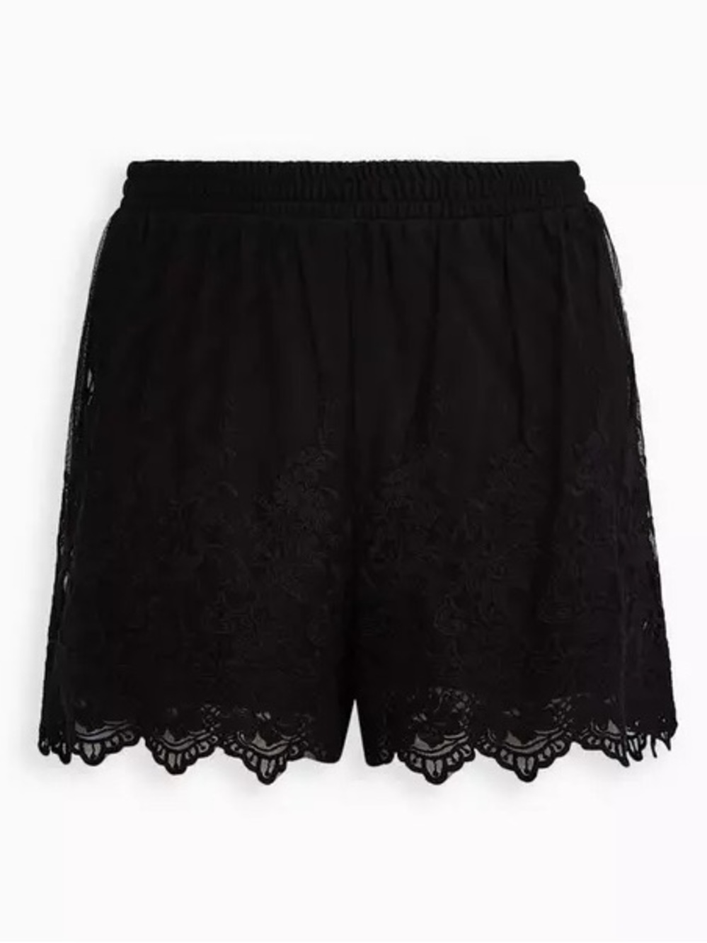 TORRID Black Lace Pull-On Stretch Mesh Mid-Rise Short. Torrid Size 1/US 1X.